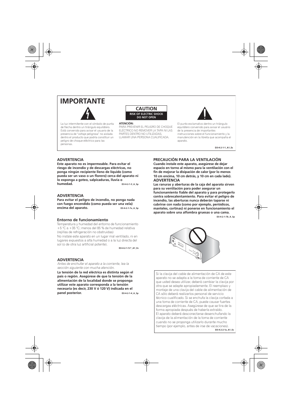 Importante | Pioneer F-F6MK2-K User Manual | Page 152 / 182