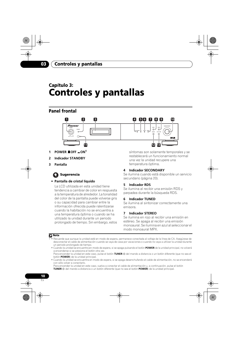 Panel frontal, Controles y pantallas, Controles y pantallas 03 | Capítulo 3 | Pioneer F-F6MK2-K User Manual | Page 160 / 182