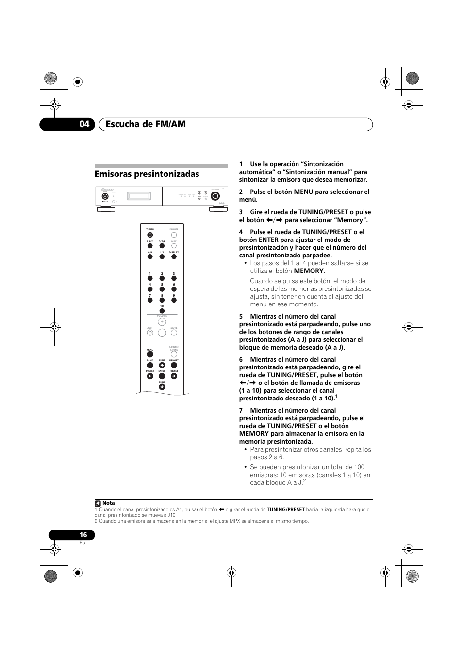 Emisoras presintonizadas, Escucha de fm/am 04, Standby | Pioneer F-F6MK2-K User Manual | Page 166 / 182