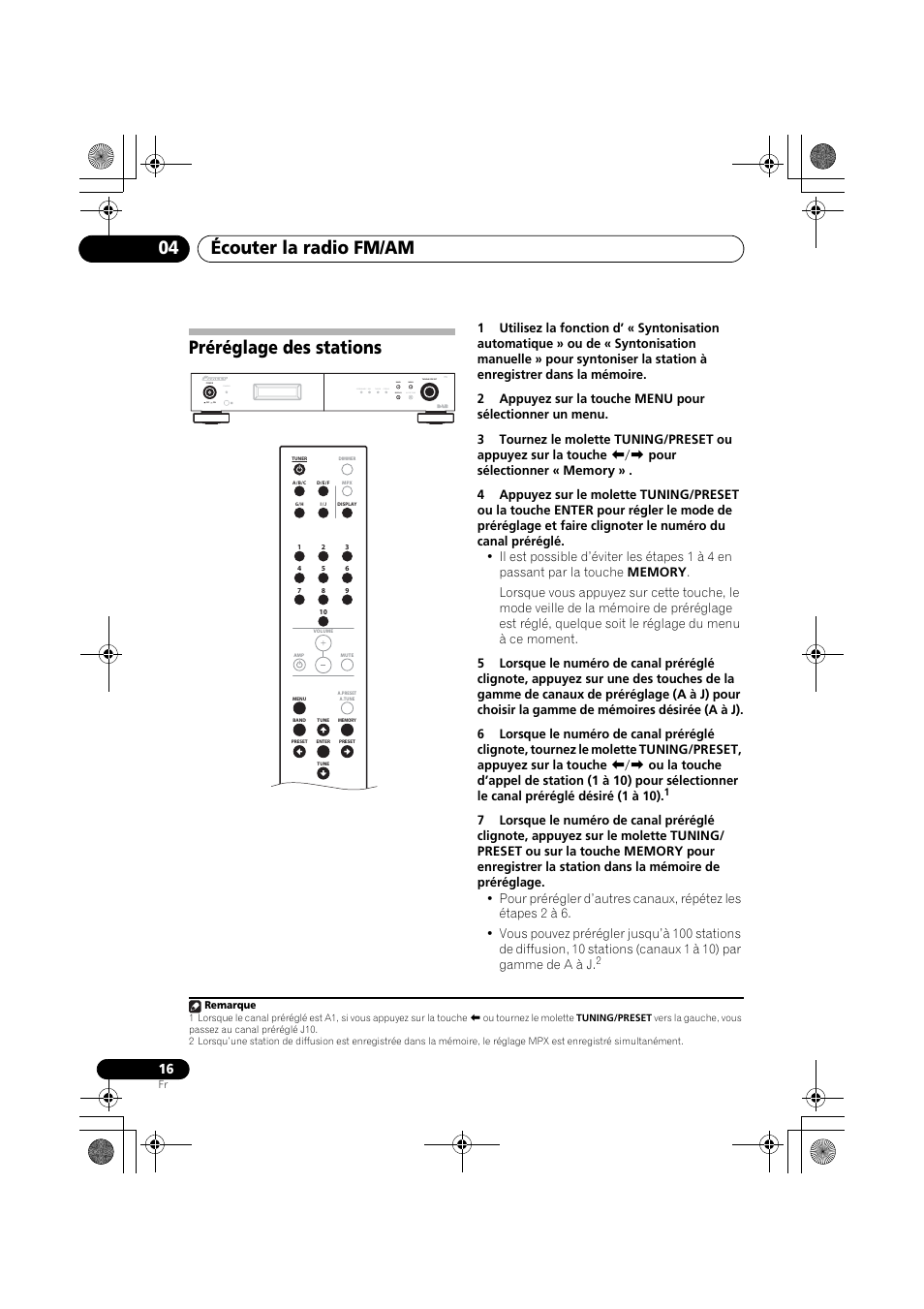 Préréglage des stations, Écouter la radio fm/am 04, Standby | Pioneer F-F6MK2-K User Manual | Page 46 / 182