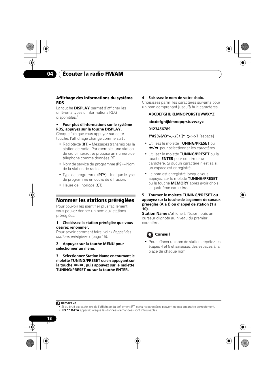 Nommer les stations préréglées, Écouter la radio fm/am 04 | Pioneer F-F6MK2-K User Manual | Page 48 / 182