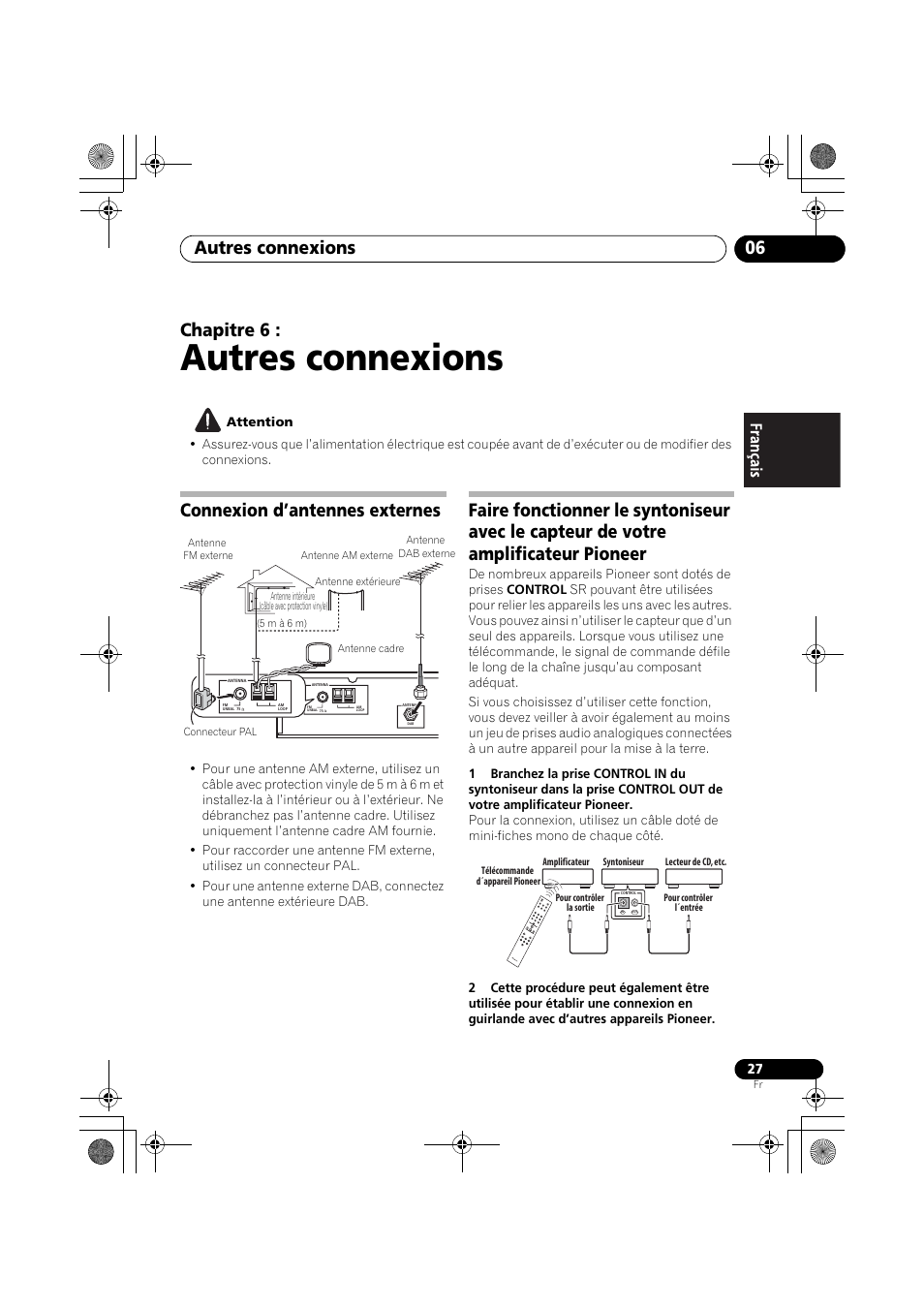 Connexion d’antennes externes, Autres connexions, Autres connexions 06 | Chapitre 6 | Pioneer F-F6MK2-K User Manual | Page 57 / 182