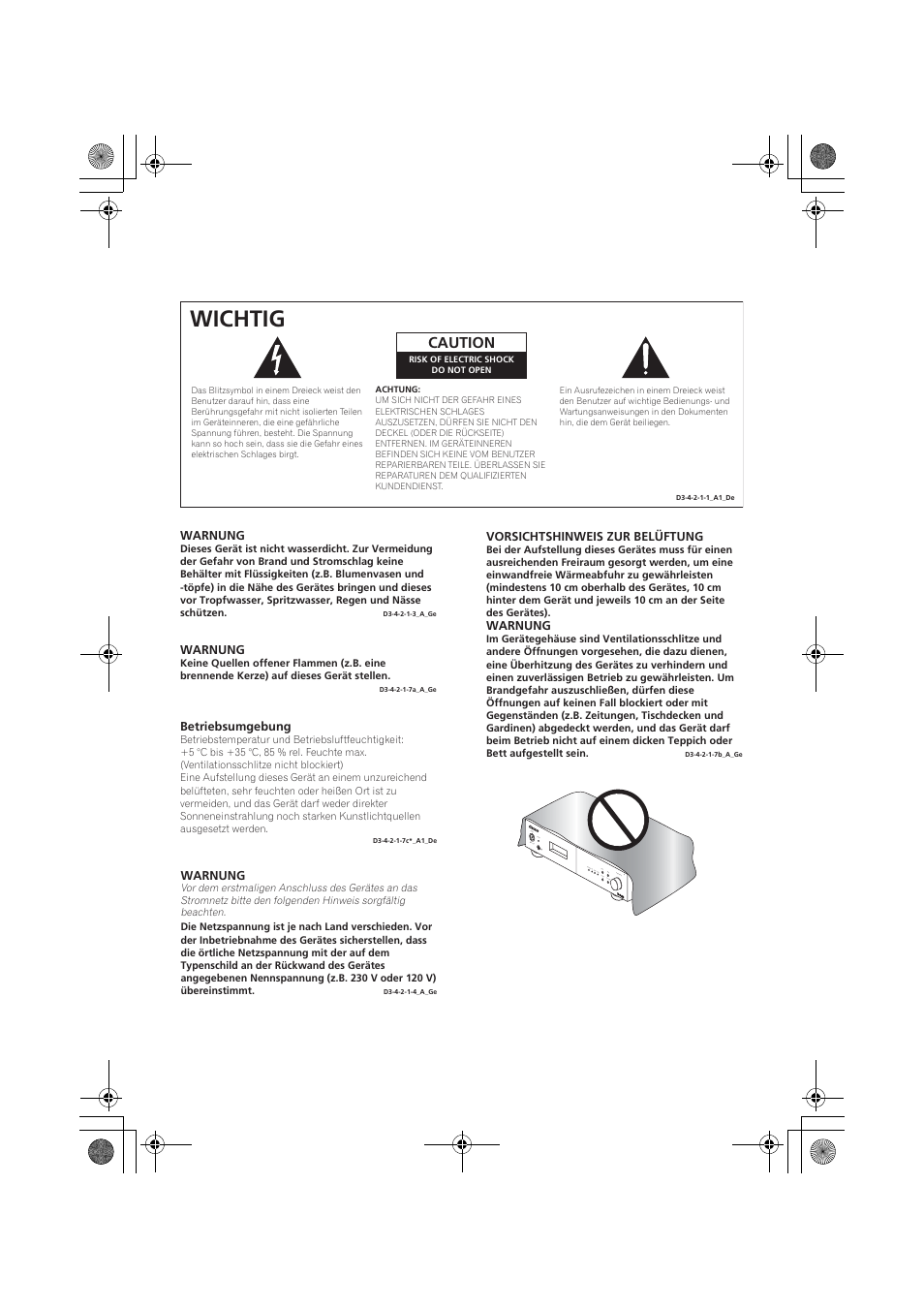 Wichtig | Pioneer F-F6MK2-K User Manual | Page 62 / 182