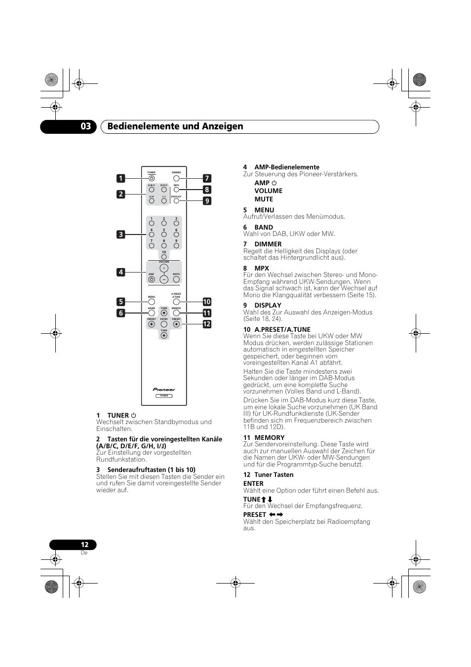 Bedienelemente und anzeigen 03 | Pioneer F-F6MK2-K User Manual | Page 72 / 182