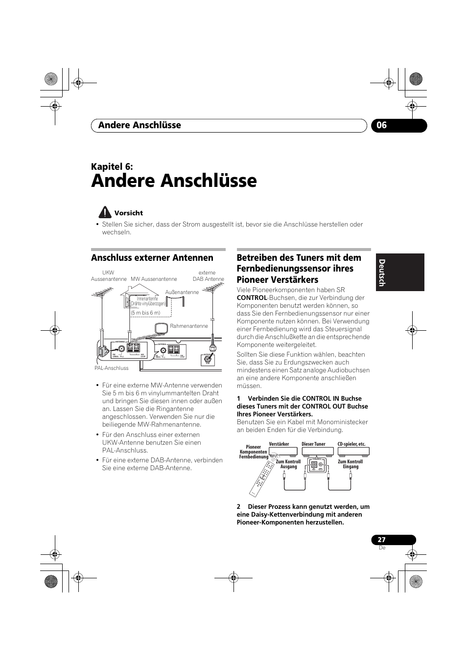 Anschluss externer antennen, Andere anschlüsse, Andere anschlüsse 06 | Kapitel 6 | Pioneer F-F6MK2-K User Manual | Page 87 / 182