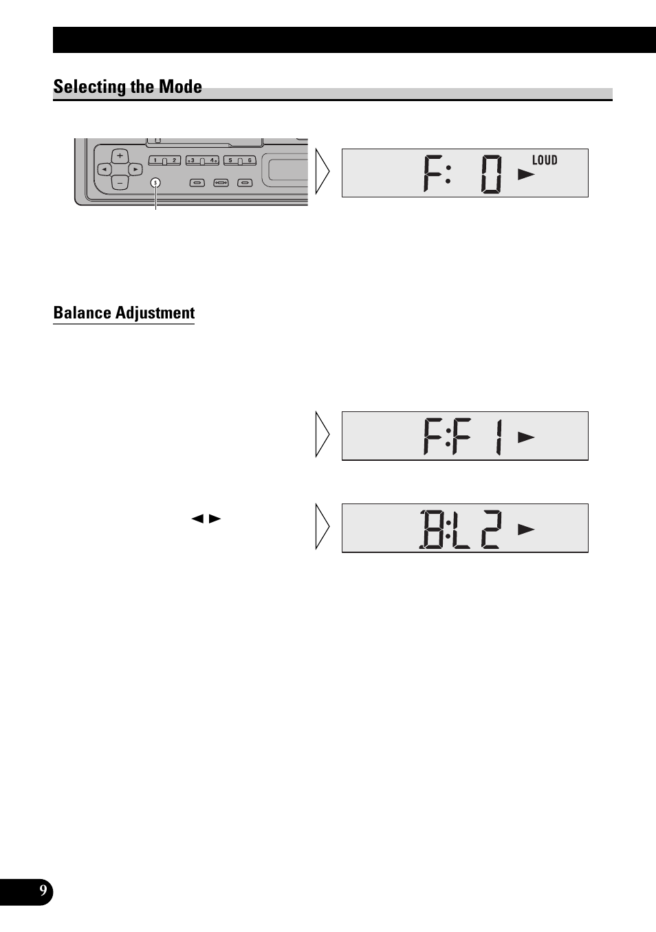 Audio adjustment, Selecting the mode, Balance adjustment | Pioneer KEH-1940 User Manual | Page 10 / 88