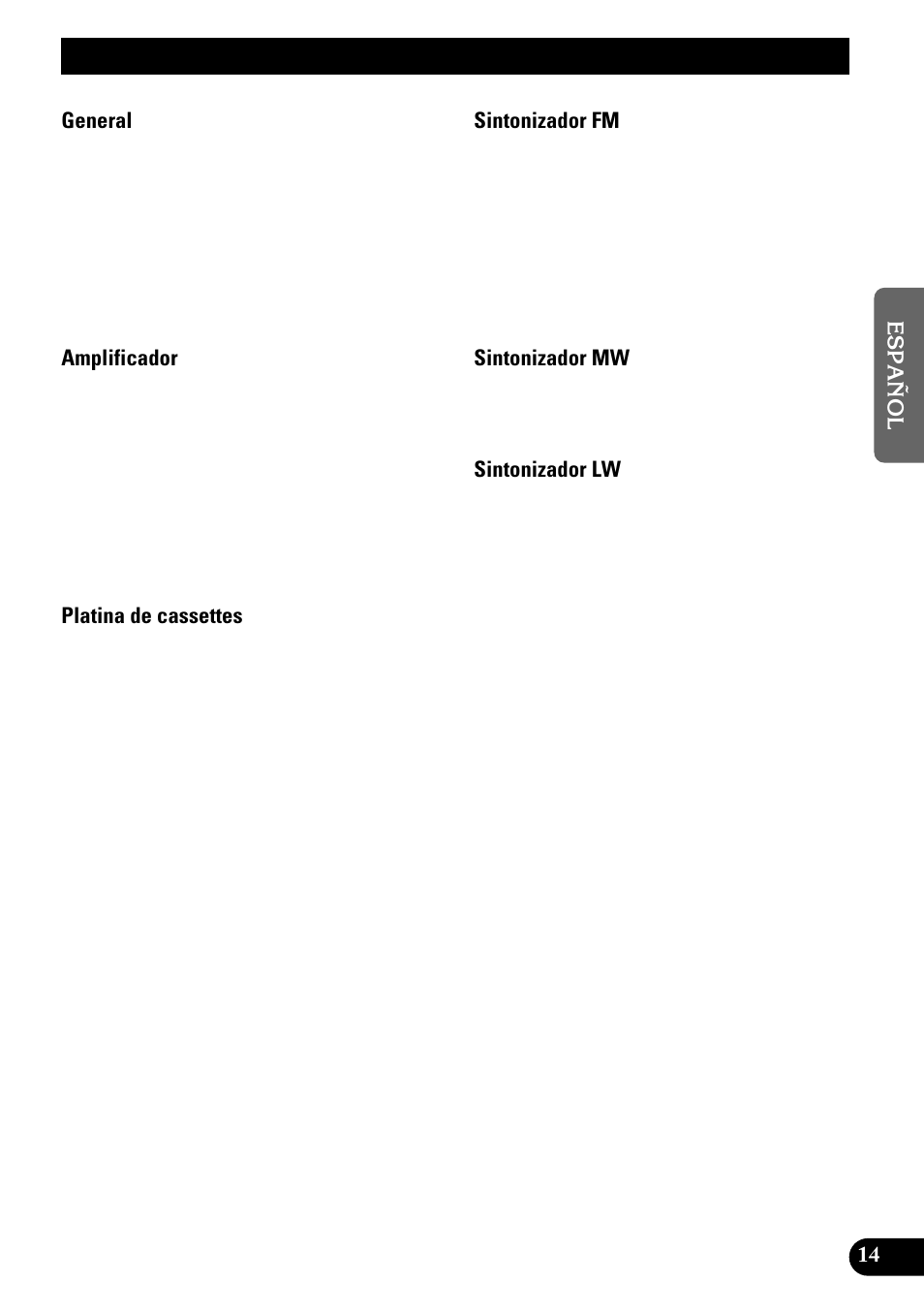 Especificaciones | Pioneer KEH-1940 User Manual | Page 29 / 88