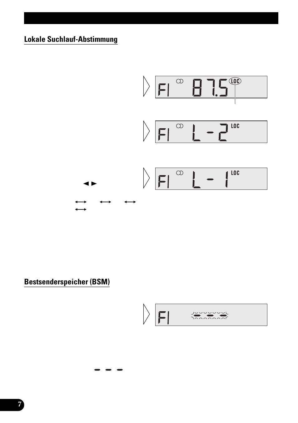 Tuner-betrieb, Lokal-suchlauf-abstimmung, Bestsenderspeicher (bsm) | Lokale suchlauf-abstimmung | Pioneer KEH-1940 User Manual | Page 36 / 88