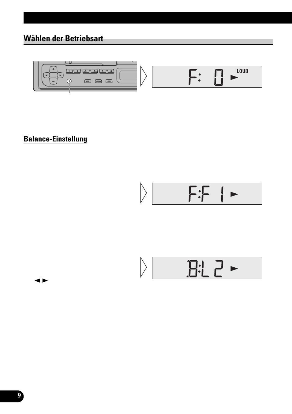 Audio-einstellung, Wählen der betriebsart, Balance-einstellung | Pioneer KEH-1940 User Manual | Page 38 / 88