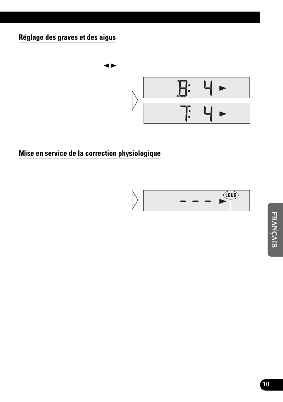 Réglage des graves et des aigus, Mise en service de la correction physiologique | Pioneer KEH-1940 User Manual | Page 53 / 88
