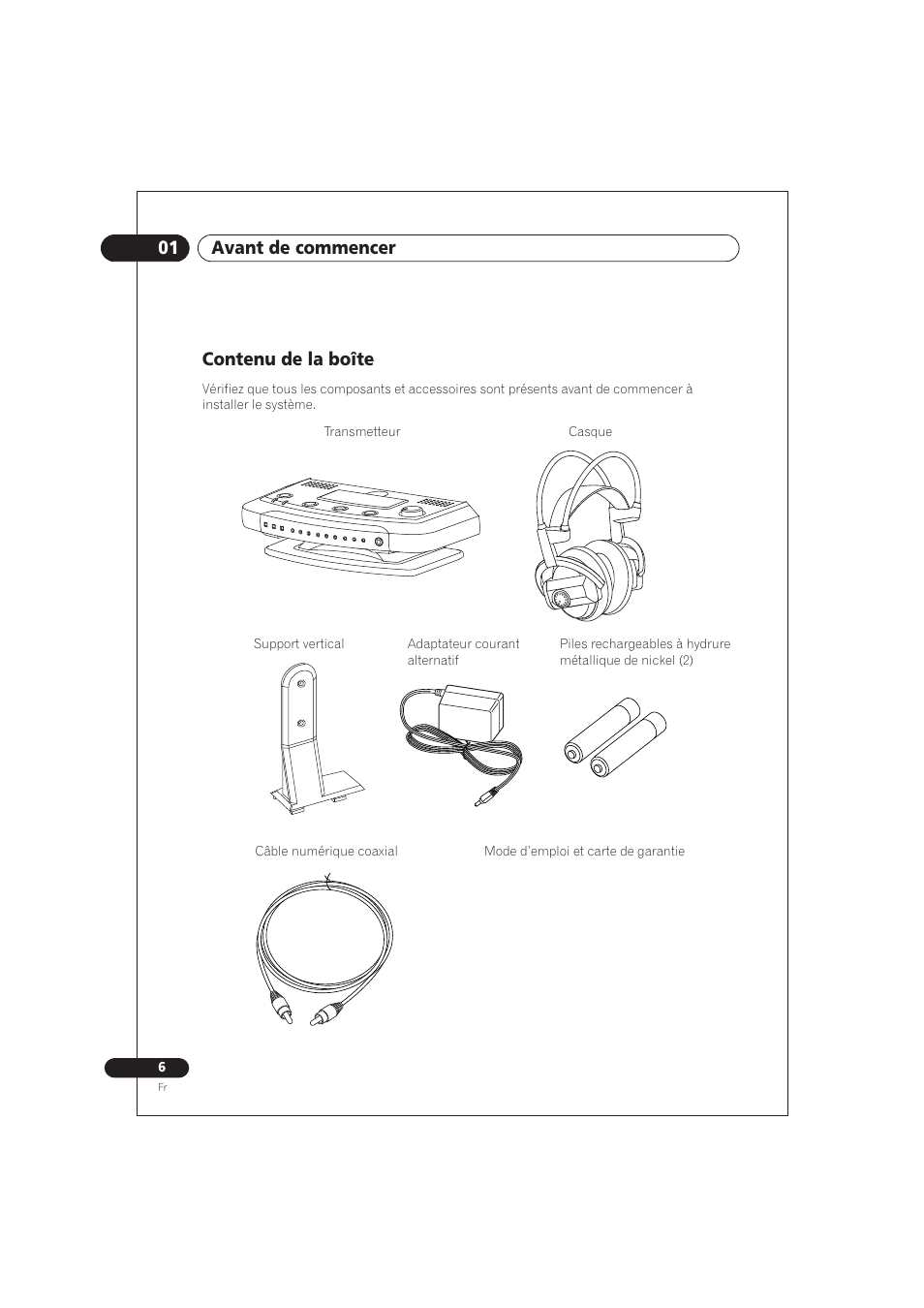 Contenu de la boîte, 01 avant de commencer | Pioneer SE DIR800C User Manual | Page 32 / 76