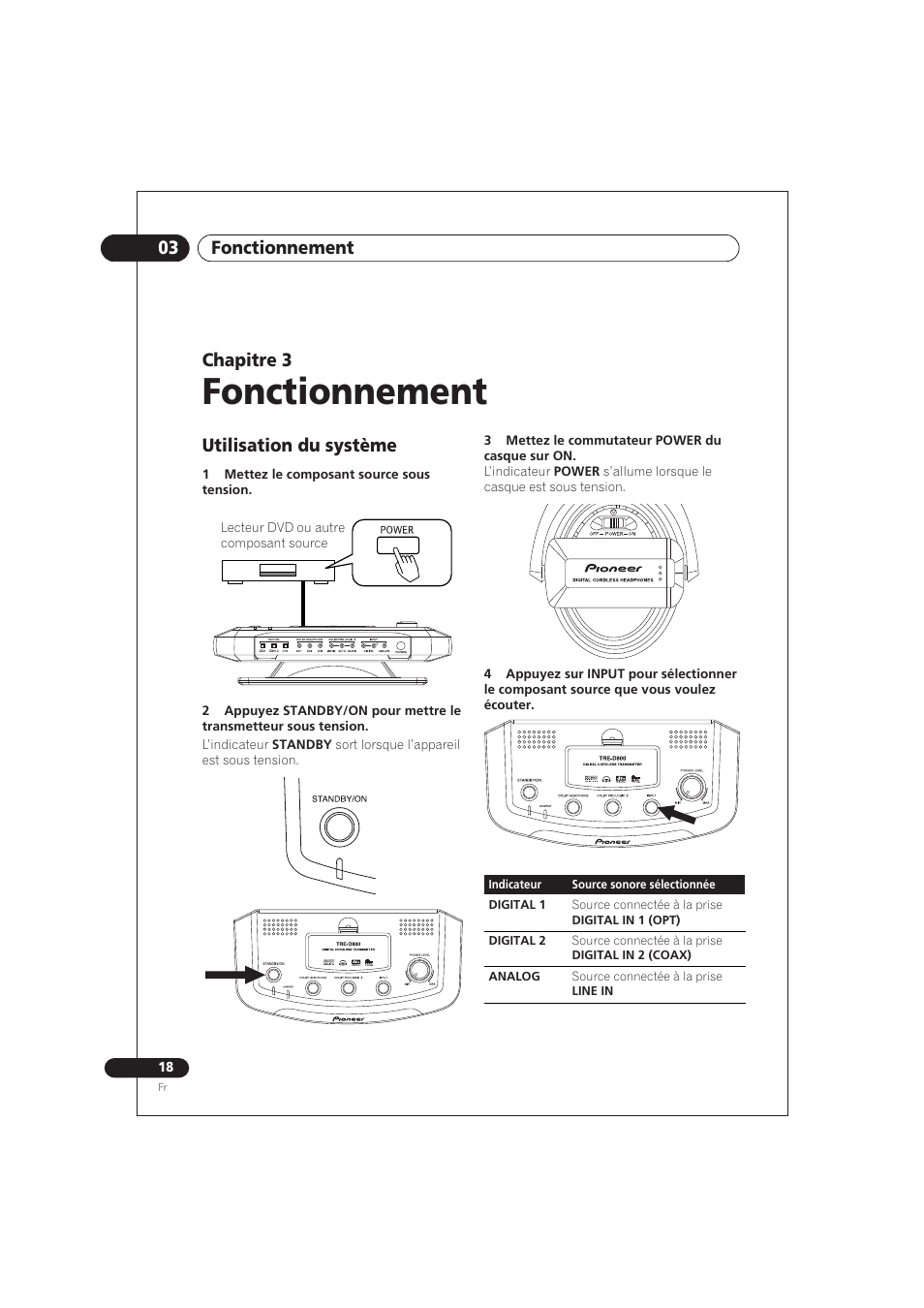 03 fonctionnement, Utilisation du système, Fonctionnement | Chapitre 3 | Pioneer SE DIR800C User Manual | Page 44 / 76