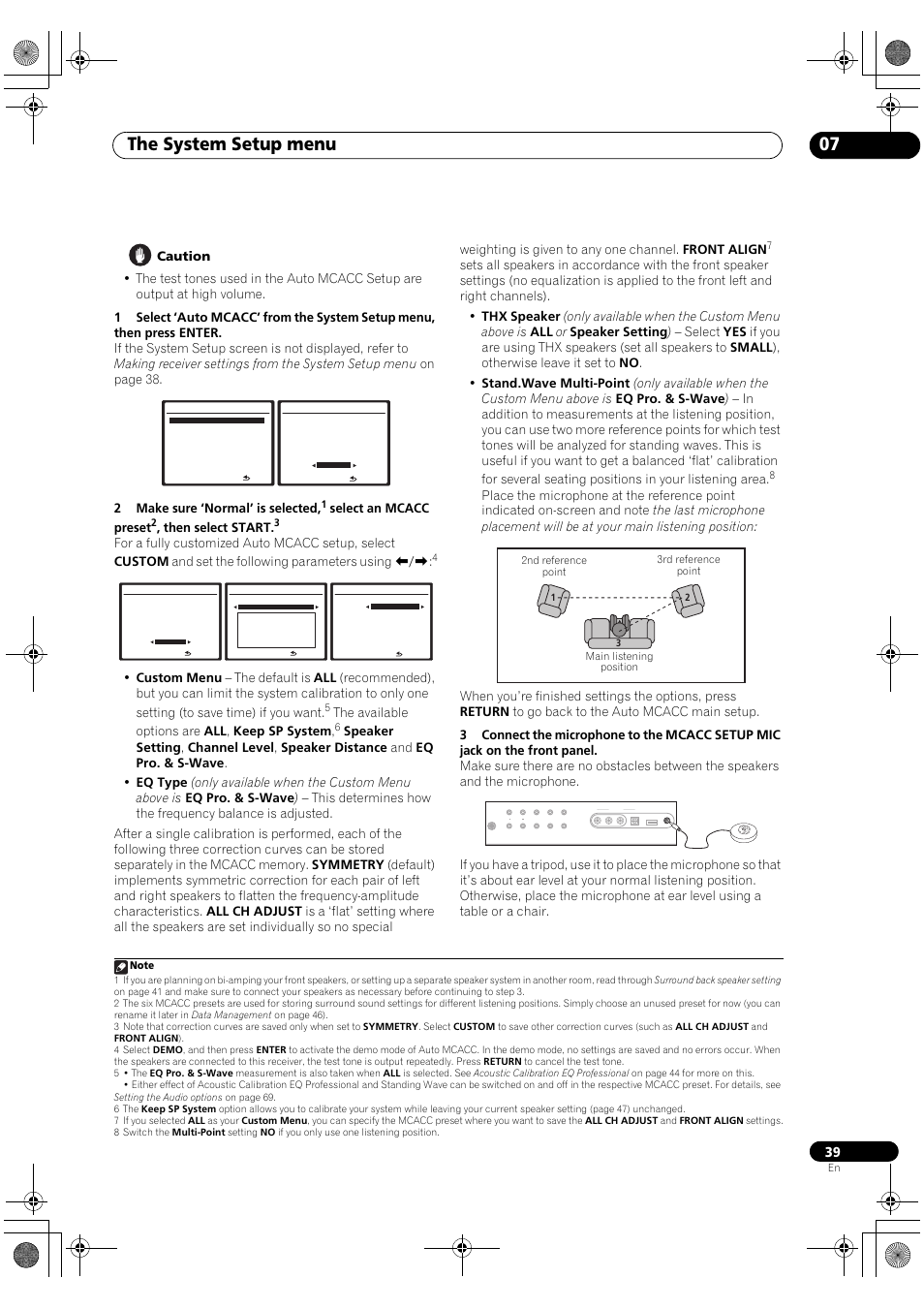 The system setup menu 07, Mcacc setup mic | Pioneer VSX-1018AH-S User Manual | Page 39 / 96