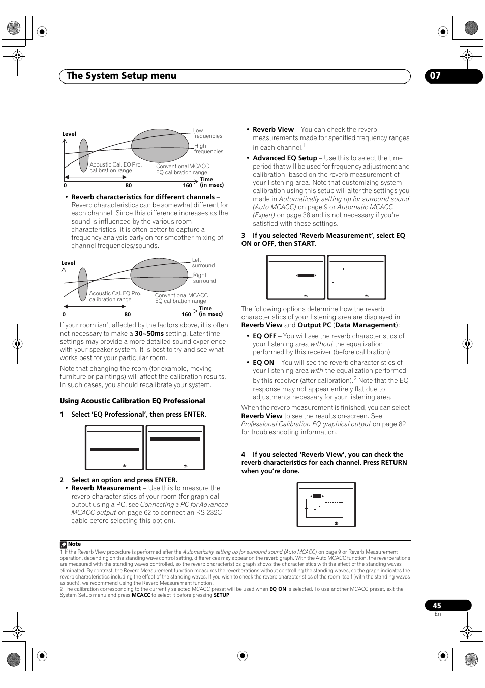 The system setup menu 07, Using acoustic calibration eq professional | Pioneer VSX-1018AH-S User Manual | Page 45 / 96