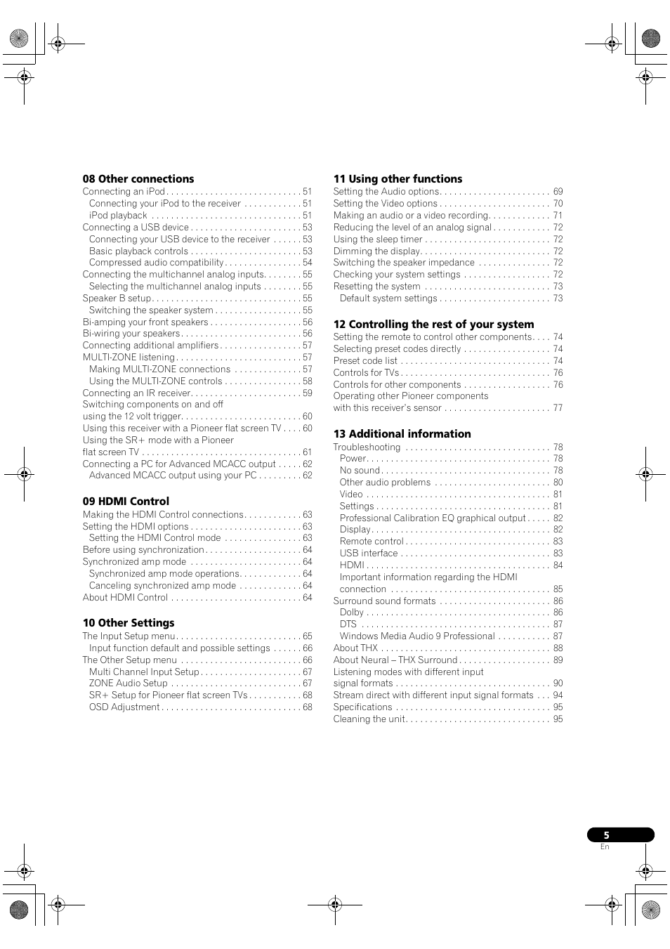 Pioneer VSX-1018AH-S User Manual | Page 5 / 96