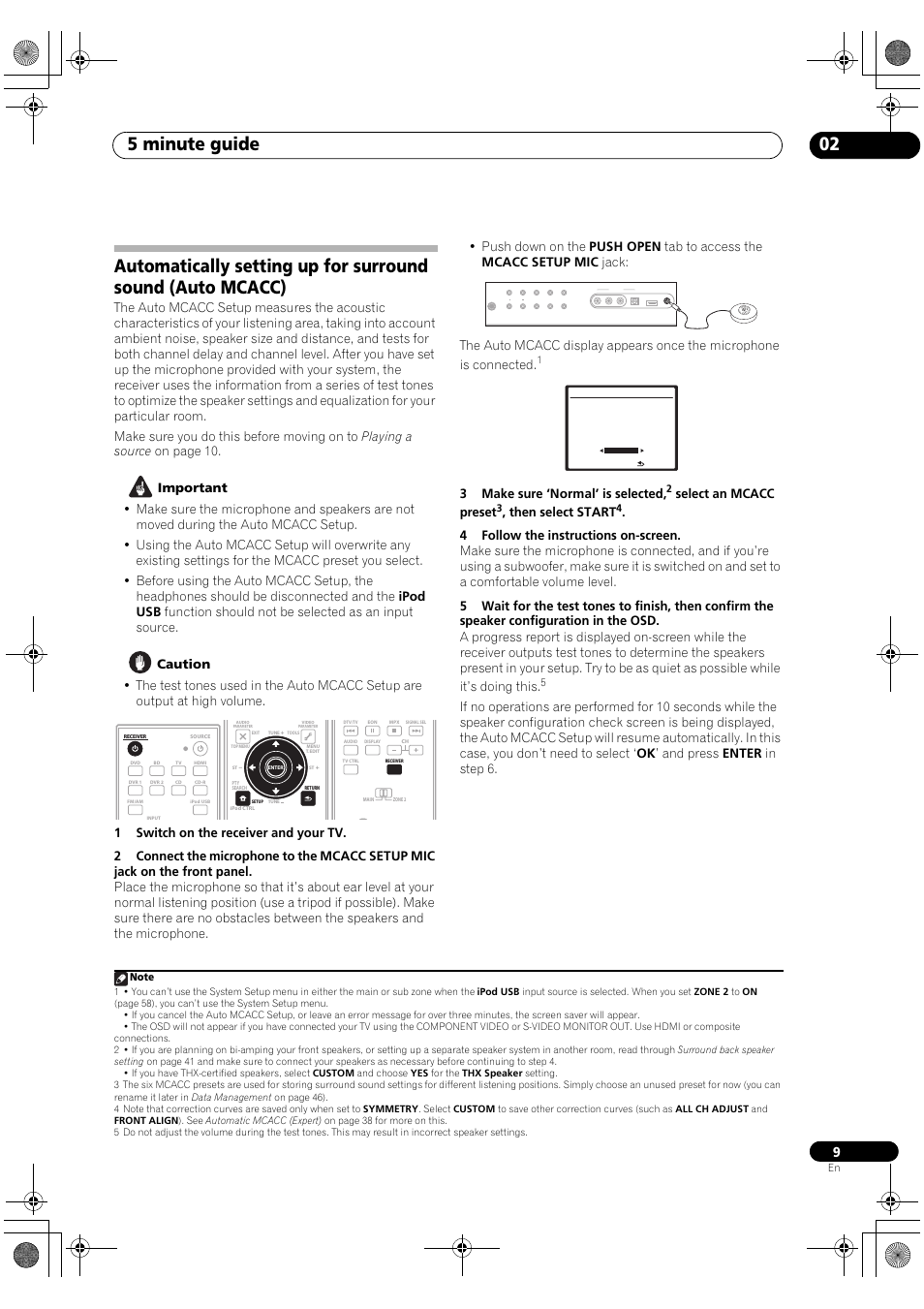 5 minute guide 02, Mcacc setup mic | Pioneer VSX-1018AH-S User Manual | Page 9 / 96