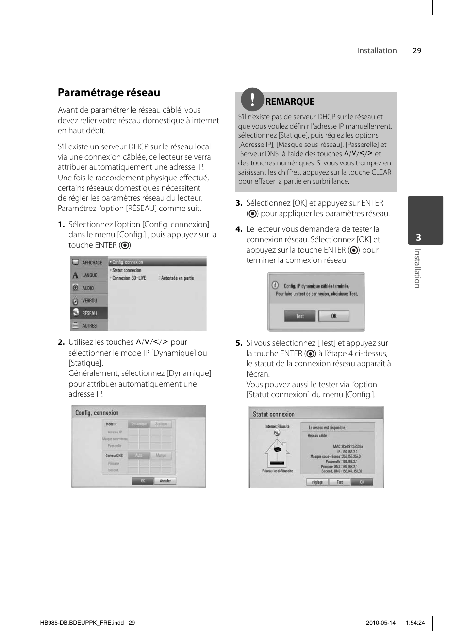 Paramétrage réseau | Pioneer BCS-303 User Manual | Page 103 / 448