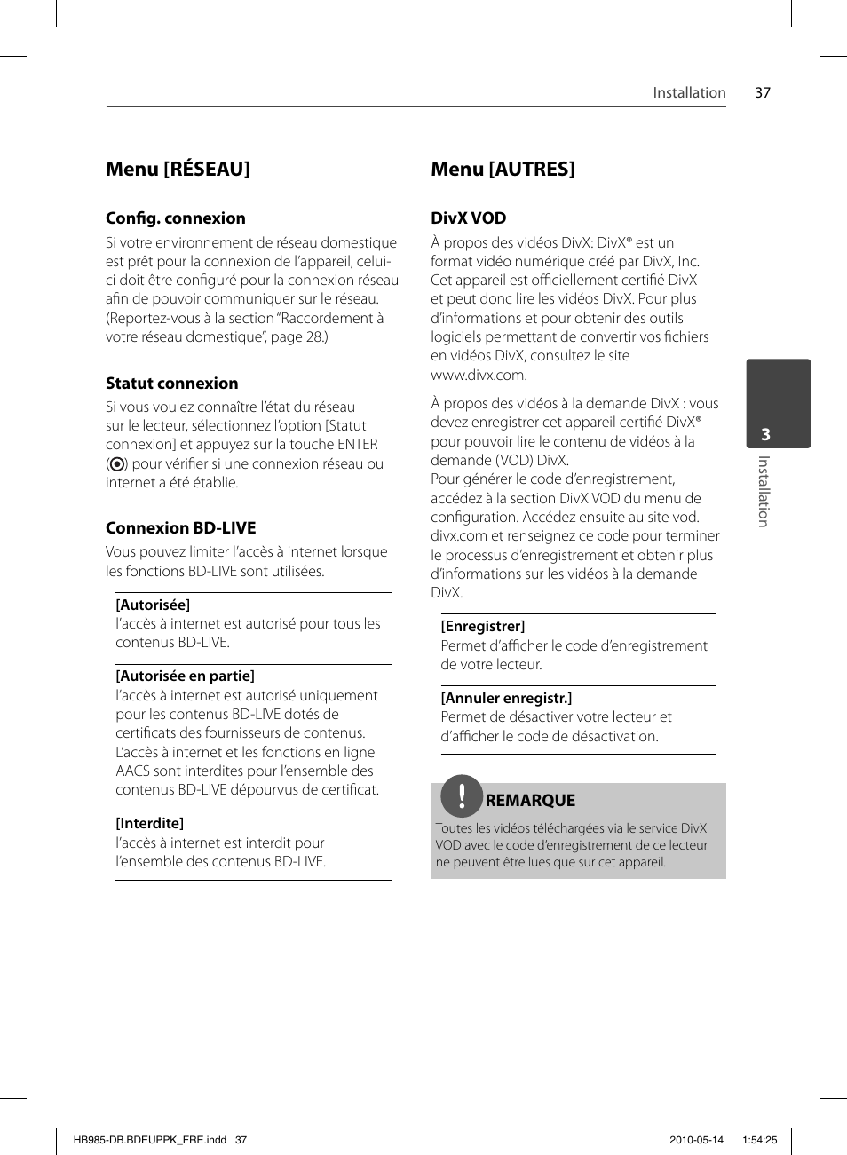 Menu [réseau, Menu [autres | Pioneer BCS-303 User Manual | Page 111 / 448