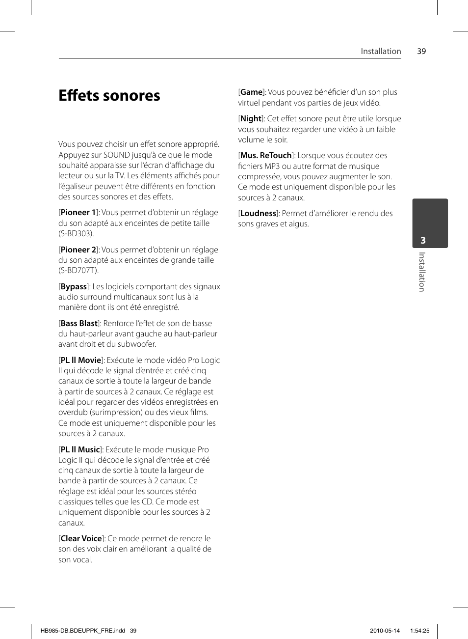 Eff ets sonores | Pioneer BCS-303 User Manual | Page 113 / 448