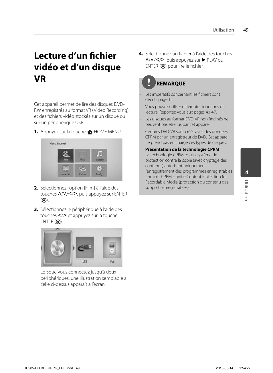 Lecture d’un fi chier vidéo et d’un disque vr | Pioneer BCS-303 User Manual | Page 123 / 448