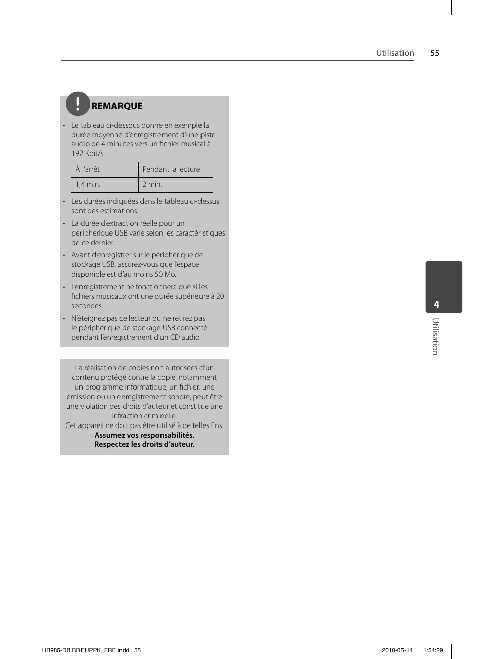 Remarque | Pioneer BCS-303 User Manual | Page 129 / 448