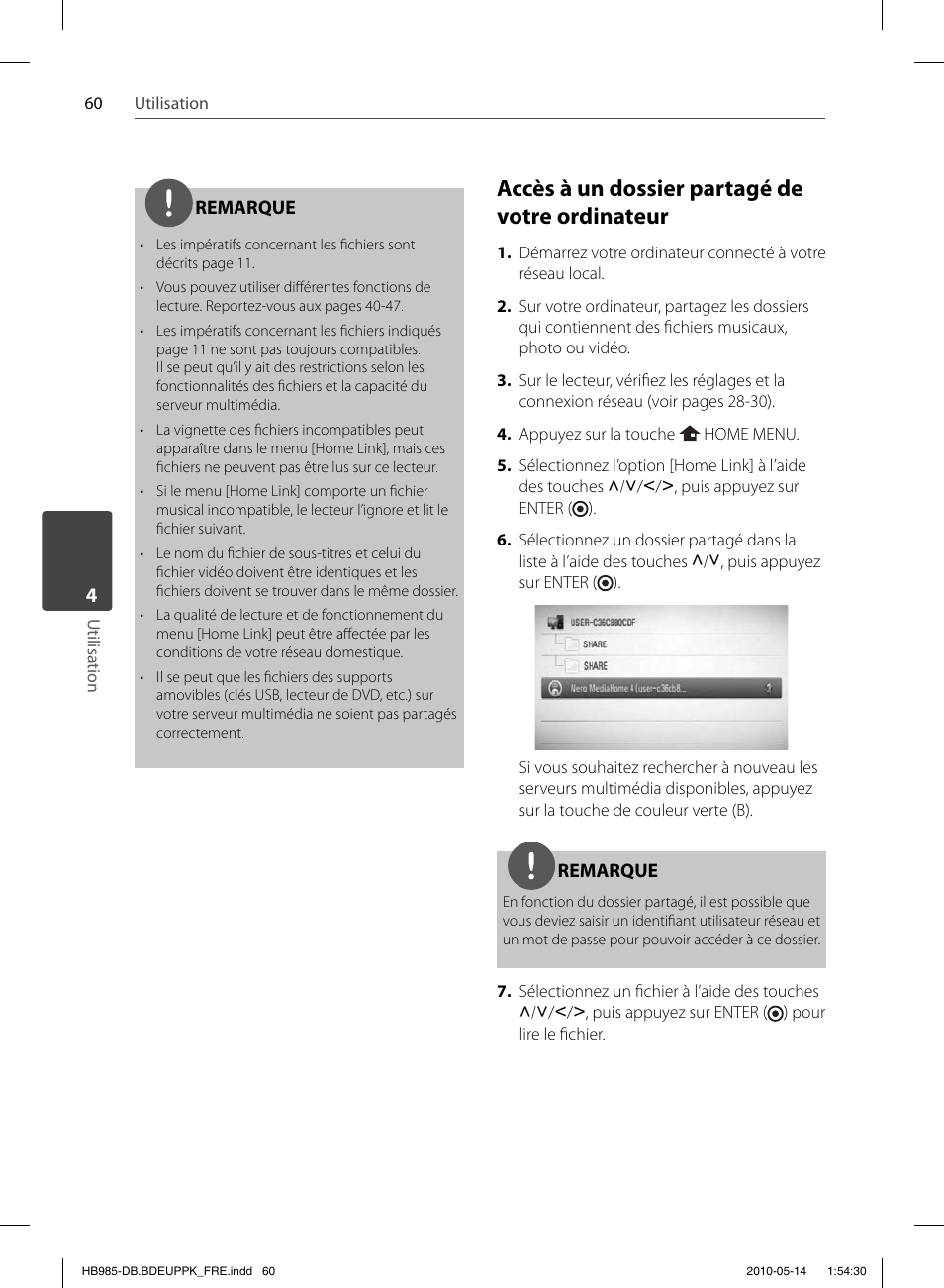 Accès à un dossier partagé de votre ordinateur | Pioneer BCS-303 User Manual | Page 134 / 448