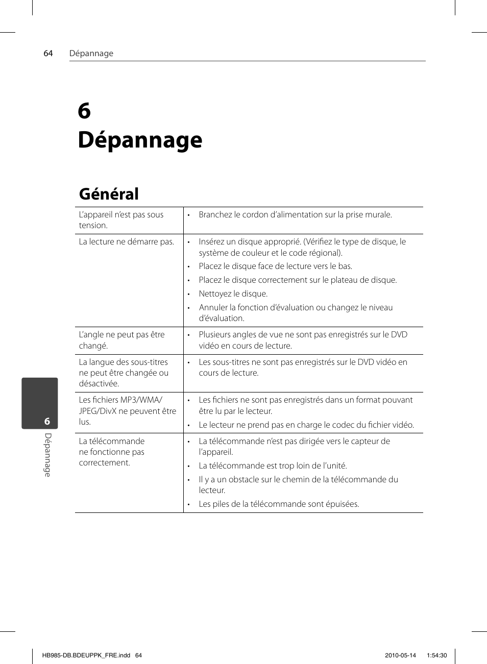 6 dépannage, Général | Pioneer BCS-303 User Manual | Page 138 / 448