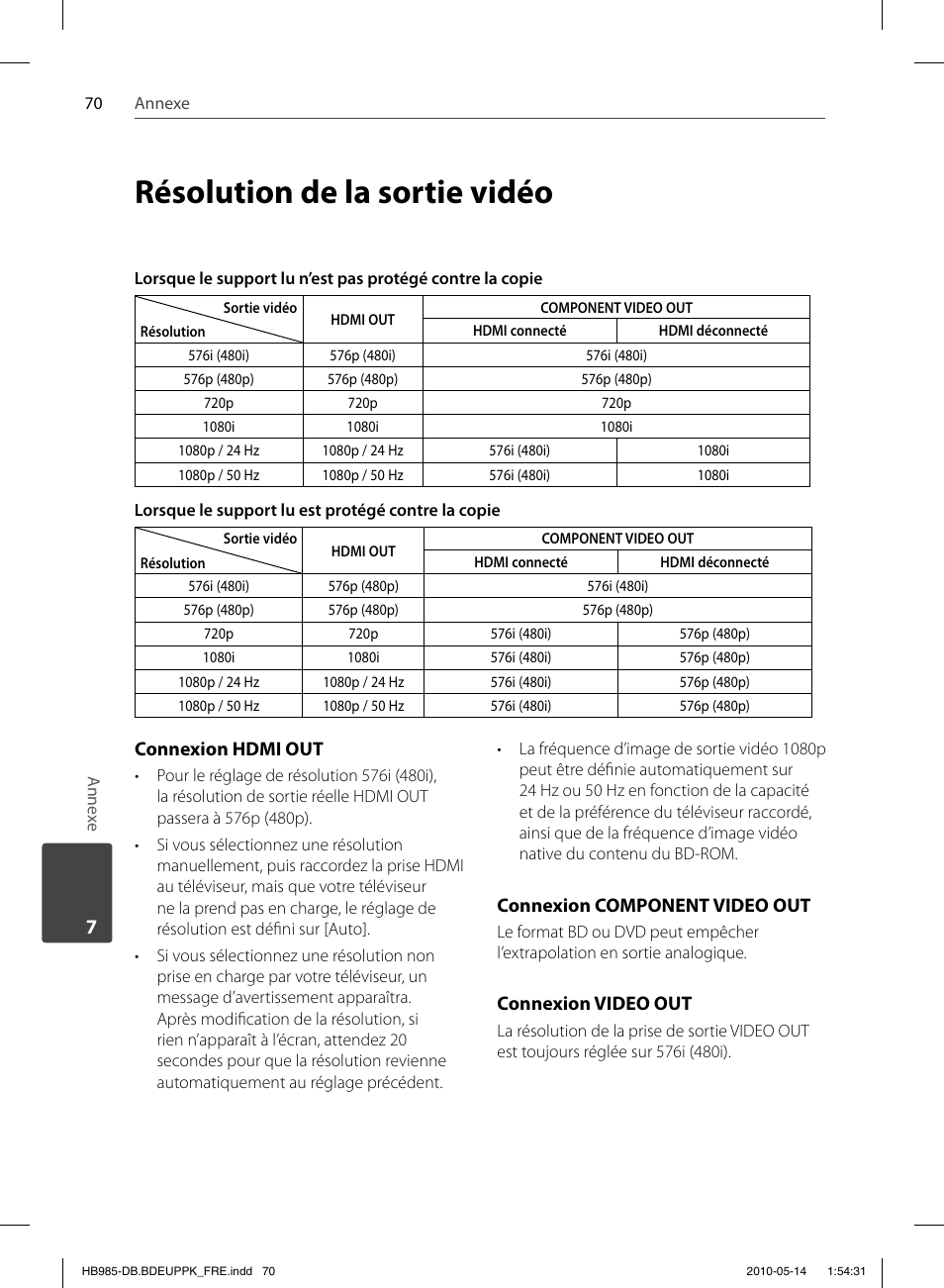Résolution de la sortie vidéo | Pioneer BCS-303 User Manual | Page 144 / 448