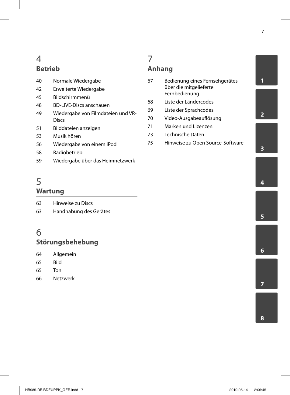 Betrieb, Wartung, Störungsbehebung | Anhang | Pioneer BCS-303 User Manual | Page 155 / 448