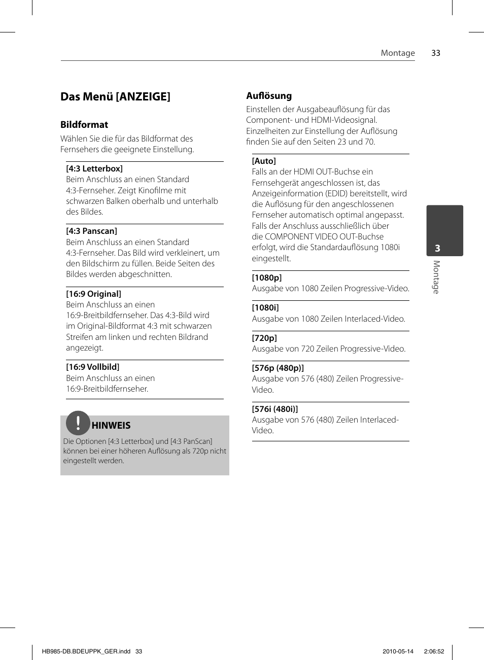 Das menü [anzeige | Pioneer BCS-303 User Manual | Page 181 / 448