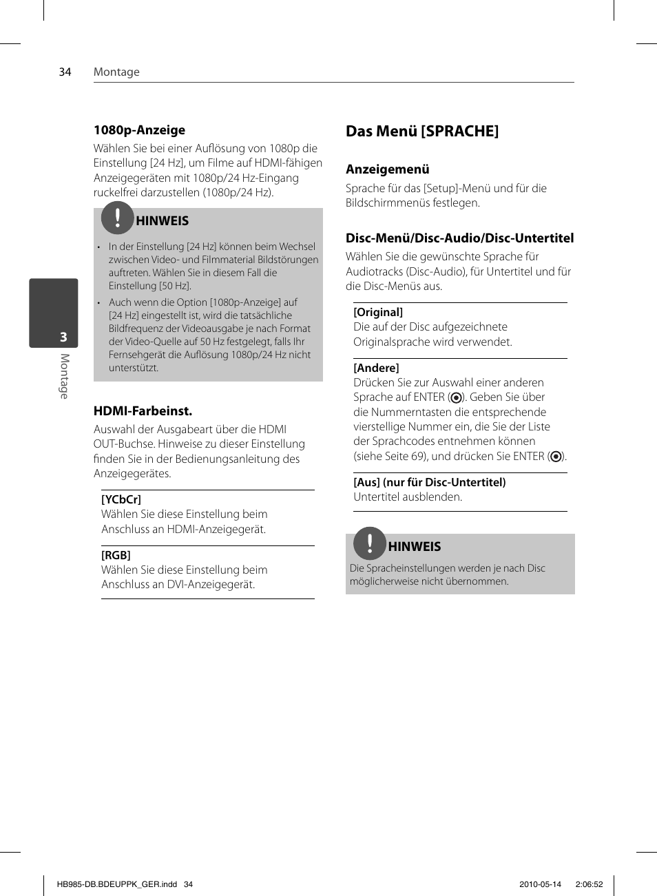 Das menü [sprache | Pioneer BCS-303 User Manual | Page 182 / 448
