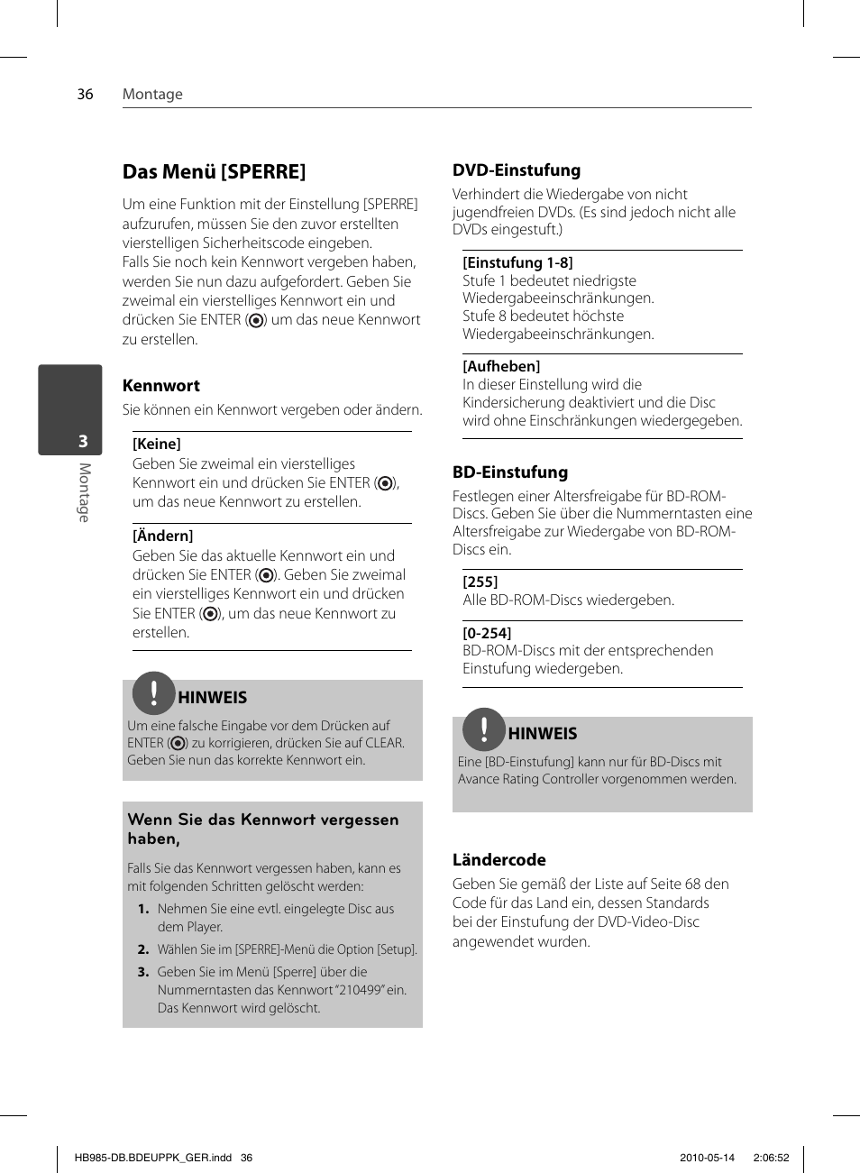 Das menü [sperre | Pioneer BCS-303 User Manual | Page 184 / 448