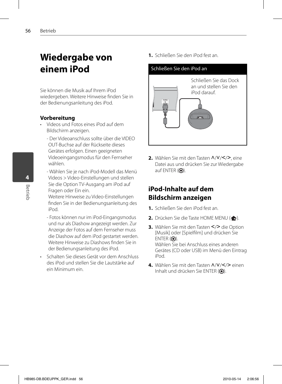 Wiedergabe von einem ipod, Ipod-inhalte auf dem bildschirm anzeigen | Pioneer BCS-303 User Manual | Page 204 / 448