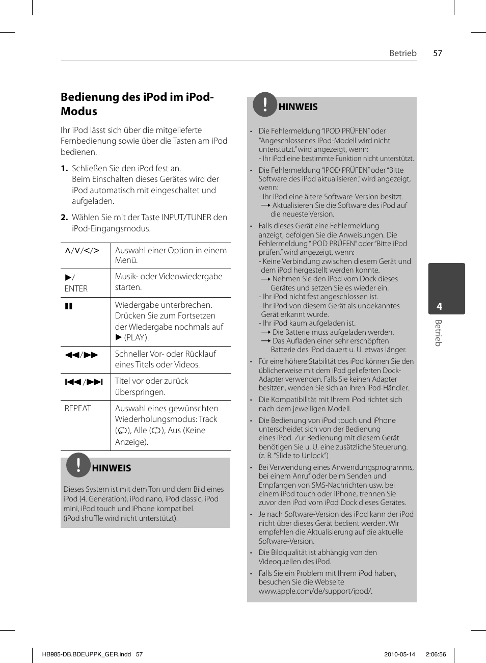 Bedienung des ipod im ipod- modus | Pioneer BCS-303 User Manual | Page 205 / 448