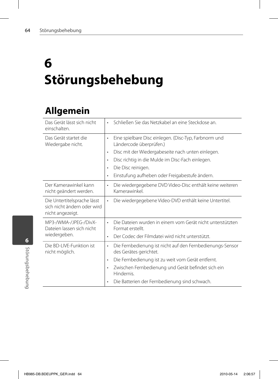 6 störungsbehebung, Allgemein | Pioneer BCS-303 User Manual | Page 212 / 448