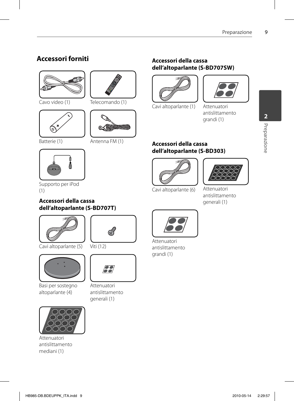 Accessori forniti | Pioneer BCS-303 User Manual | Page 231 / 448
