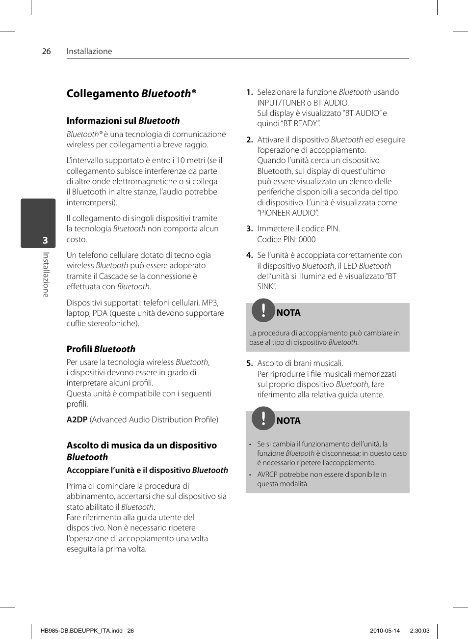 Collegamento bluetooth | Pioneer BCS-303 User Manual | Page 248 / 448