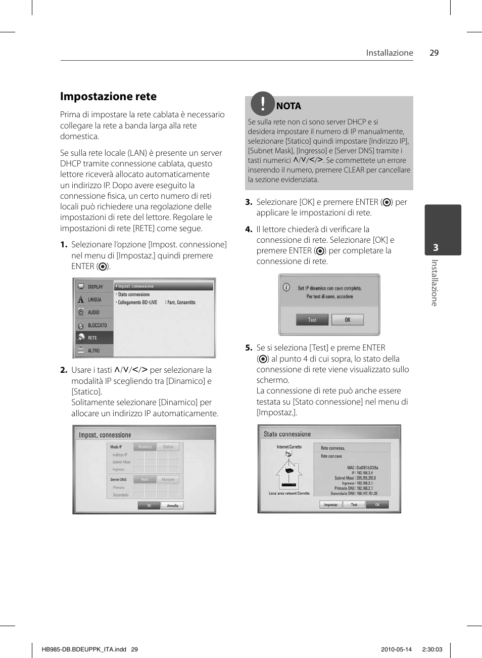 Impostazione rete | Pioneer BCS-303 User Manual | Page 251 / 448