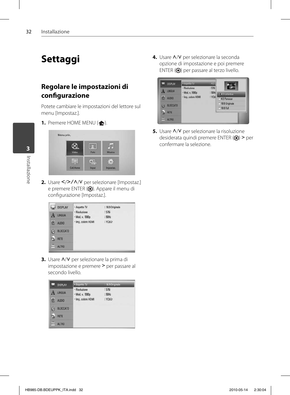 Settaggi, Regolare le impostazioni di confi gurazione | Pioneer BCS-303 User Manual | Page 254 / 448