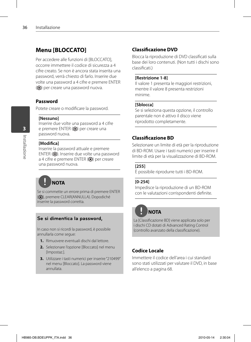 Menu [bloccato | Pioneer BCS-303 User Manual | Page 258 / 448