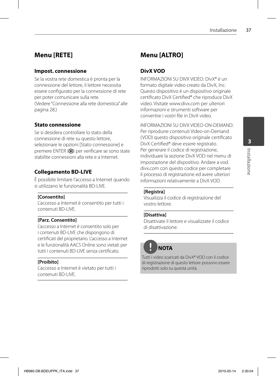 Menu [rete, Menu [altro | Pioneer BCS-303 User Manual | Page 259 / 448