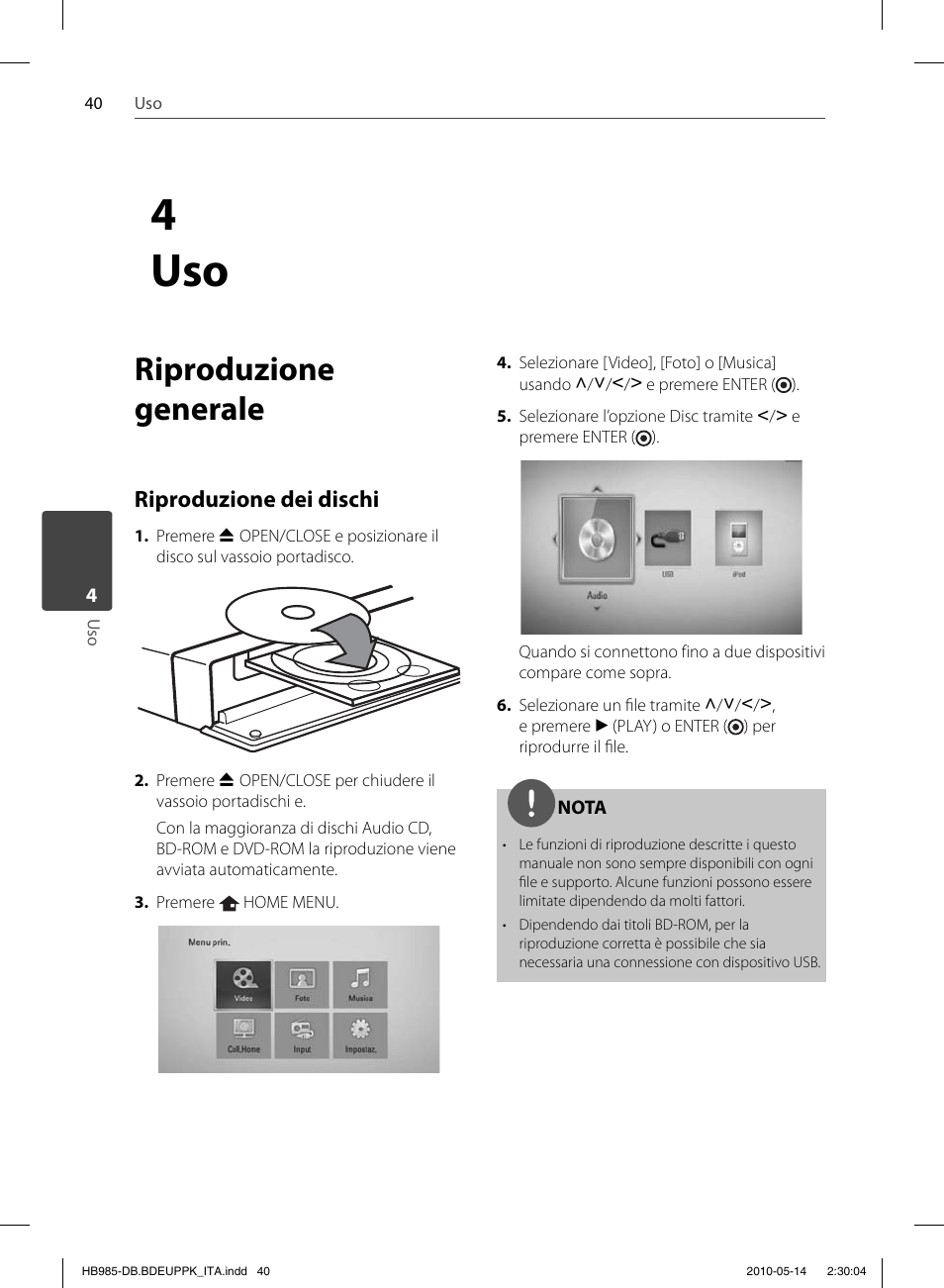 4 uso, Riproduzione generale, Riproduzione dei dischi | Pioneer BCS-303 User Manual | Page 262 / 448