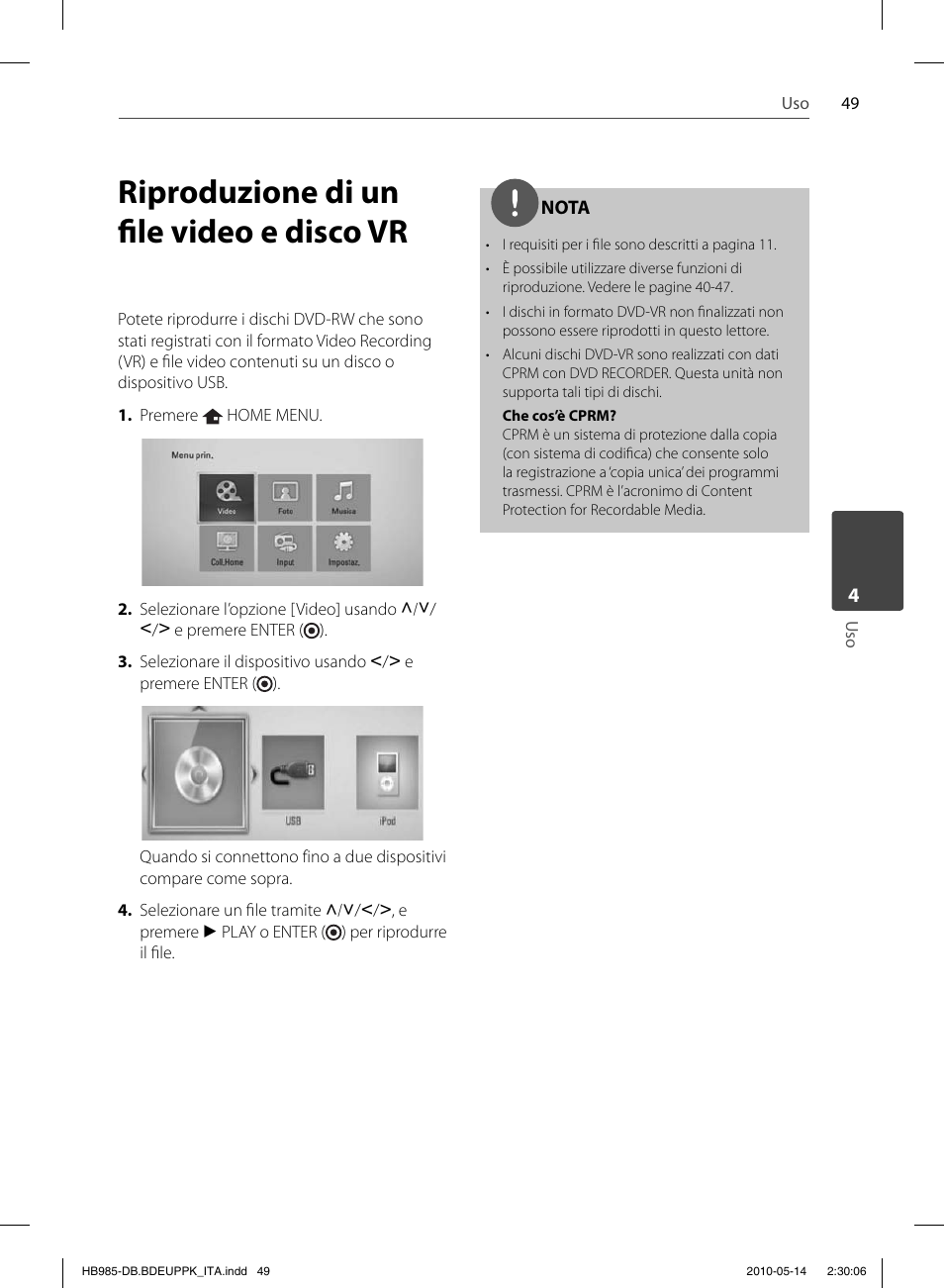 Riproduzione di un fi le video e disco vr | Pioneer BCS-303 User Manual | Page 271 / 448
