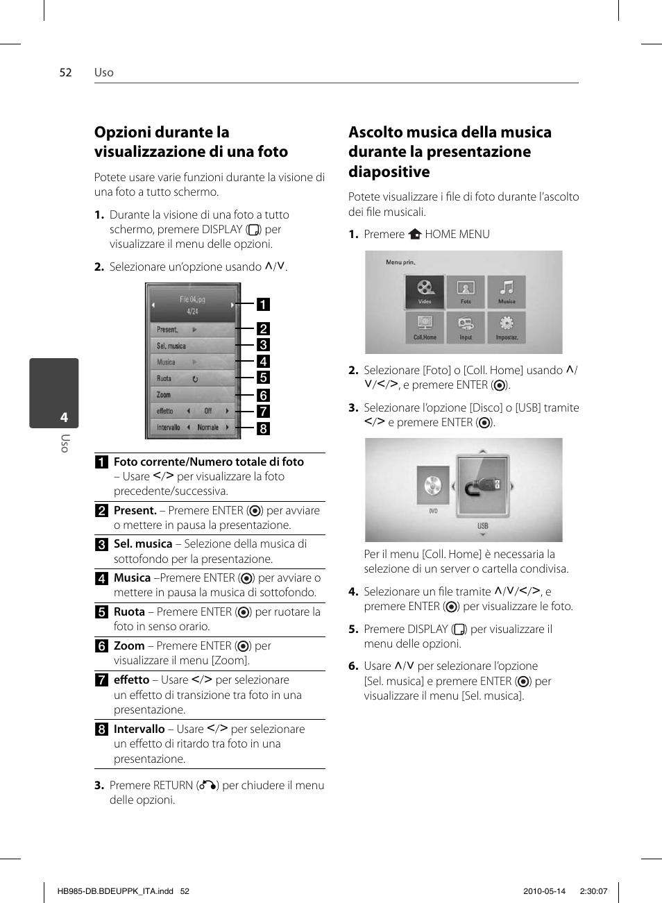 Opzioni durante la visualizzazione di una foto | Pioneer BCS-303 User Manual | Page 274 / 448