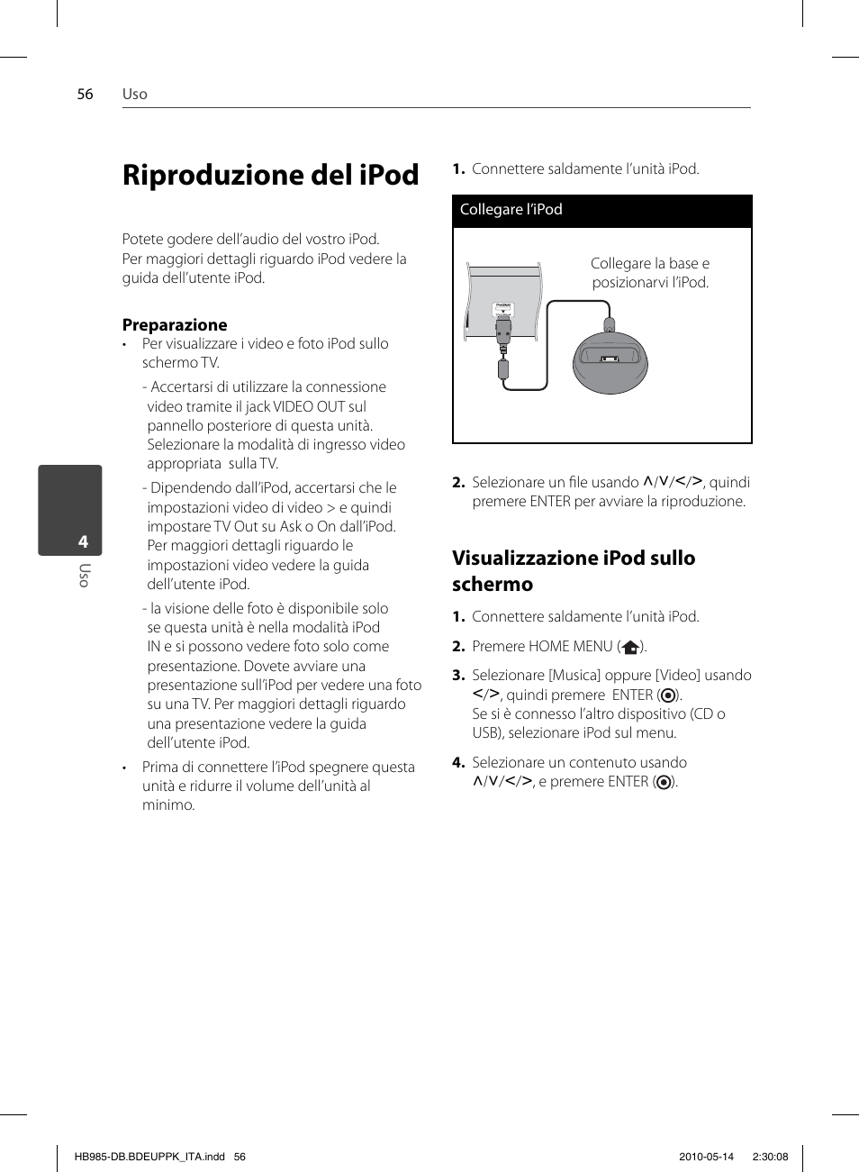 Riproduzione del ipod, Visualizzazione ipod sullo schermo | Pioneer BCS-303 User Manual | Page 278 / 448