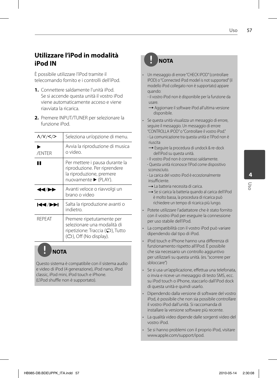 Utilizzare l’ipod in modalità ipod in | Pioneer BCS-303 User Manual | Page 279 / 448