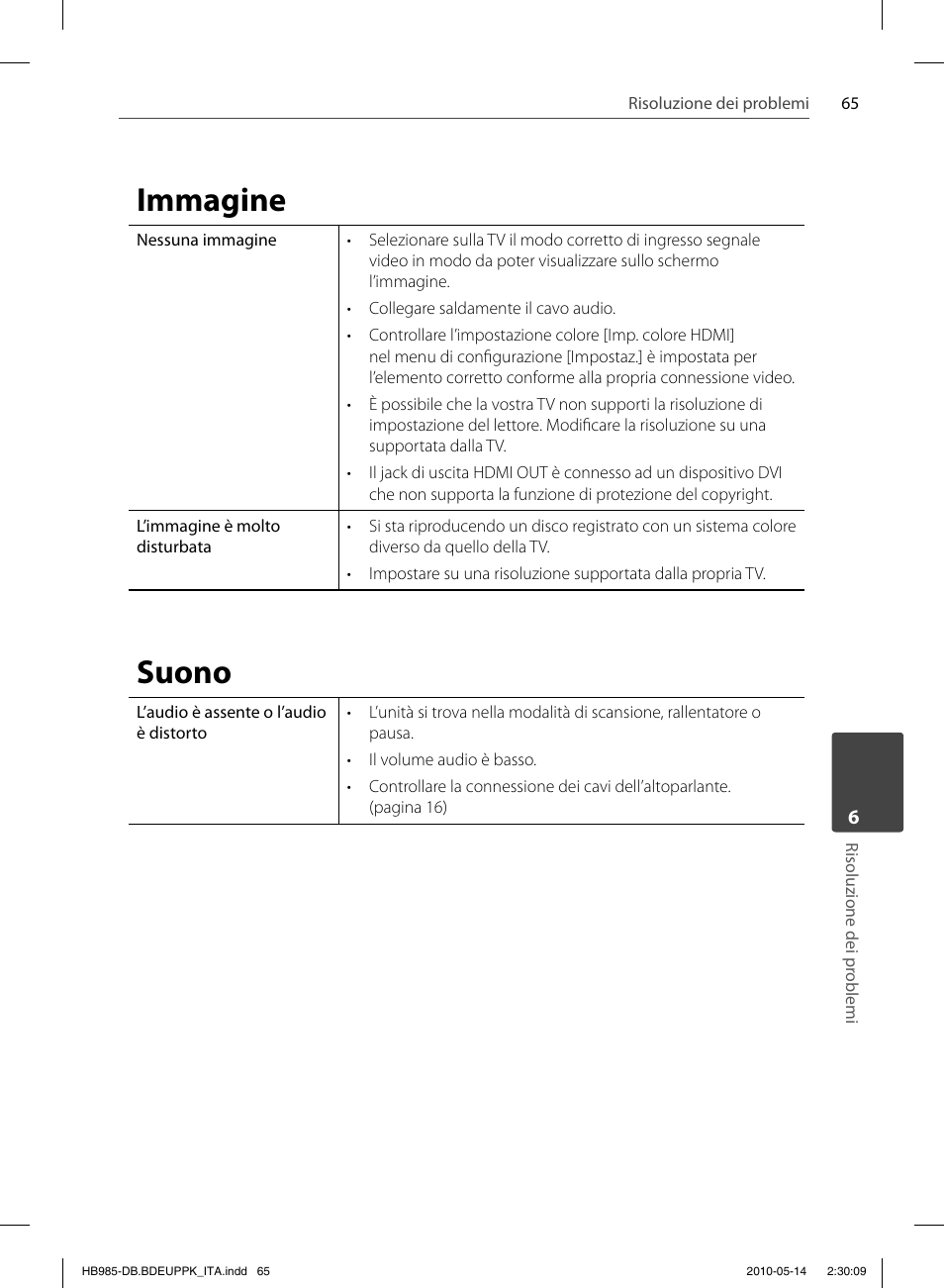 Immagine, Suono | Pioneer BCS-303 User Manual | Page 287 / 448