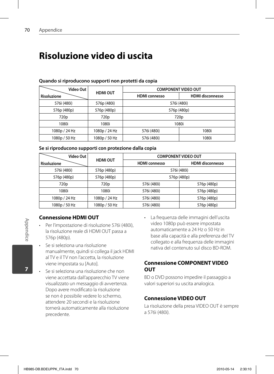 Risoluzione video di uscita | Pioneer BCS-303 User Manual | Page 292 / 448