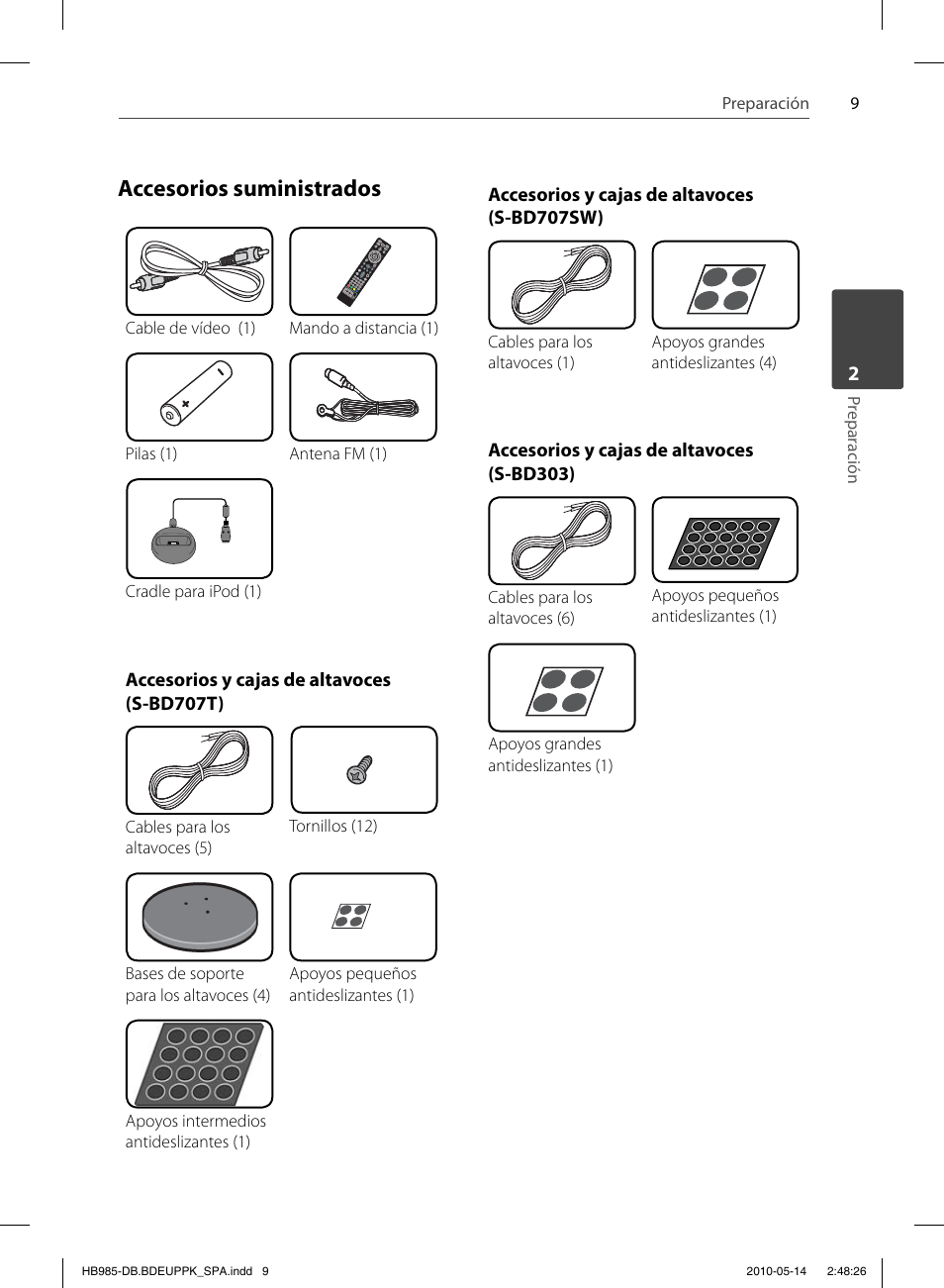 Accesorios suministrados | Pioneer BCS-303 User Manual | Page 305 / 448
