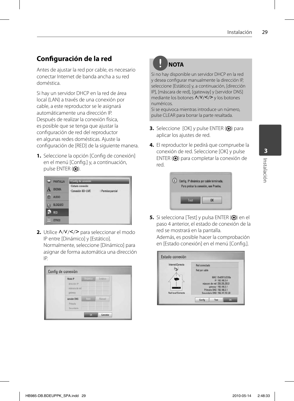 Confi guración de la red | Pioneer BCS-303 User Manual | Page 325 / 448